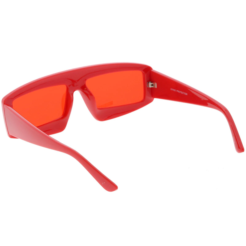 zeroUV Retro Modern Rectangle Flat Lens Color Tinted Sunglasses C747 Sunglasses White Smoke Black Blue,Black Orange,Black Yellow,Red Red,Pink Pink