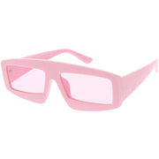 zeroUV Retro Modern Rectangle Flat Lens Color Tinted Sunglasses C747 Sunglasses White Smoke Black Blue,Black Orange,Black Yellow,Red Red,Pink Pink