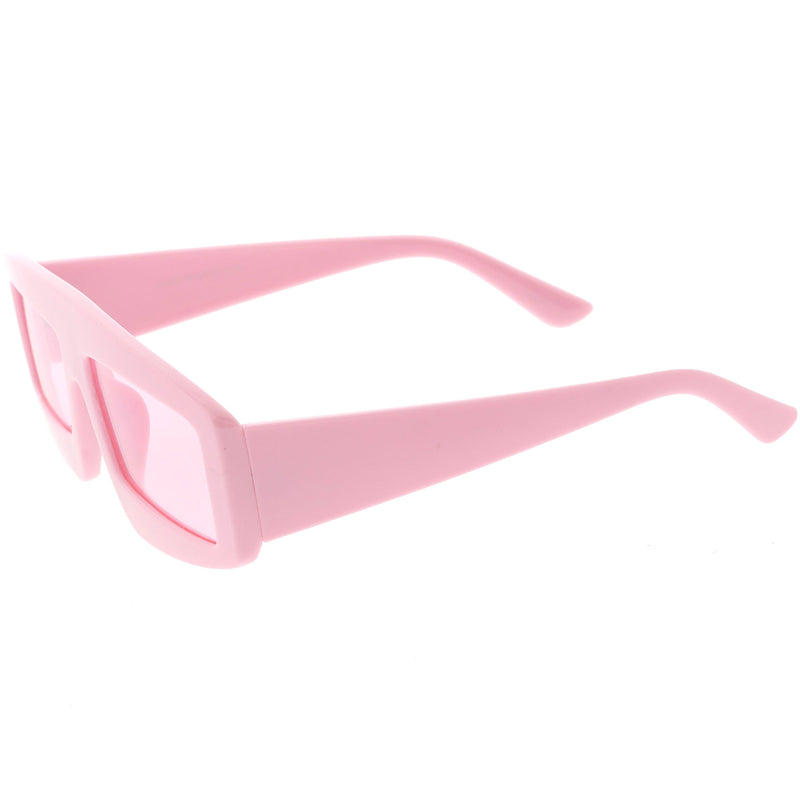 zeroUV Retro Modern Rectangle Flat Lens Color Tinted Sunglasses C747 Sunglasses White Smoke Black Blue,Black Orange,Black Yellow,Red Red,Pink Pink