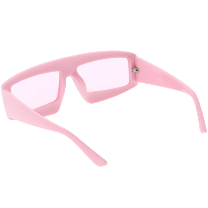 zeroUV Retro Modern Rectangle Flat Lens Color Tinted Sunglasses C747 Sunglasses White Smoke Black Blue,Black Orange,Black Yellow,Red Red,Pink Pink