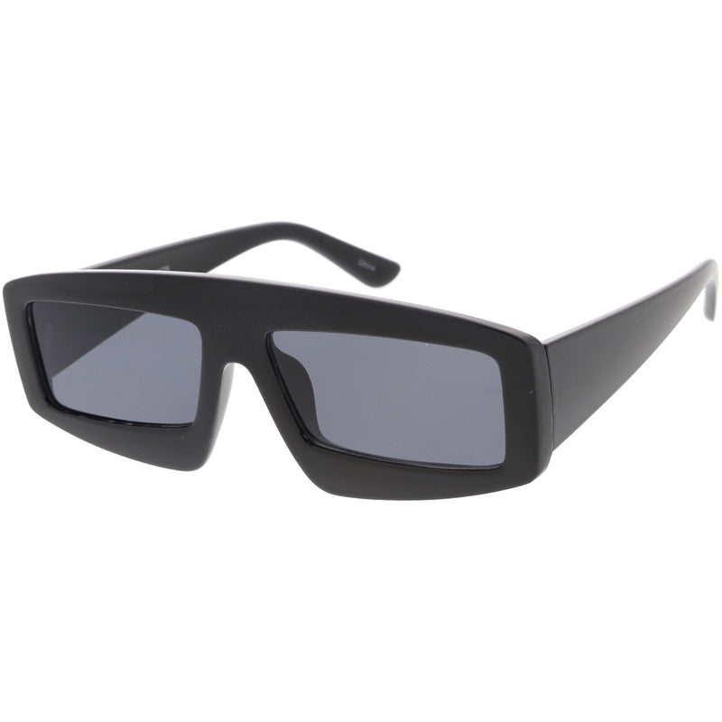 zeroUV Futuristic Retro Rectangle Block Flat Lens Sunglasses C752 Sunglasses White Smoke Black Smoke,White Smoke,Clear Smoke,Red Smoke