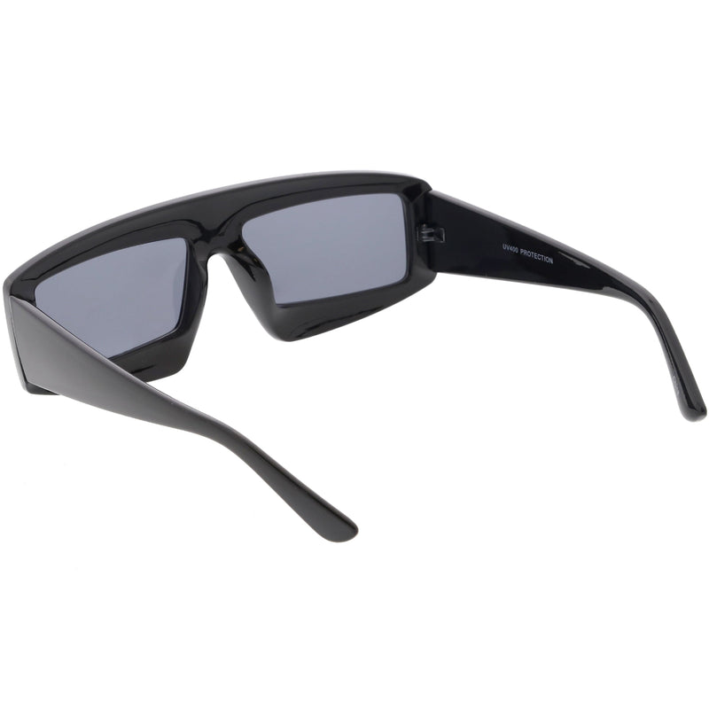 zeroUV Futuristic Retro Rectangle Block Flat Lens Sunglasses C752 Sunglasses White Smoke Black Smoke,White Smoke,Clear Smoke,Red Smoke