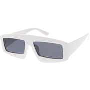 zeroUV Futuristic Retro Rectangle Block Flat Lens Sunglasses C752 Sunglasses White Smoke Black Smoke,White Smoke,Clear Smoke,Red Smoke