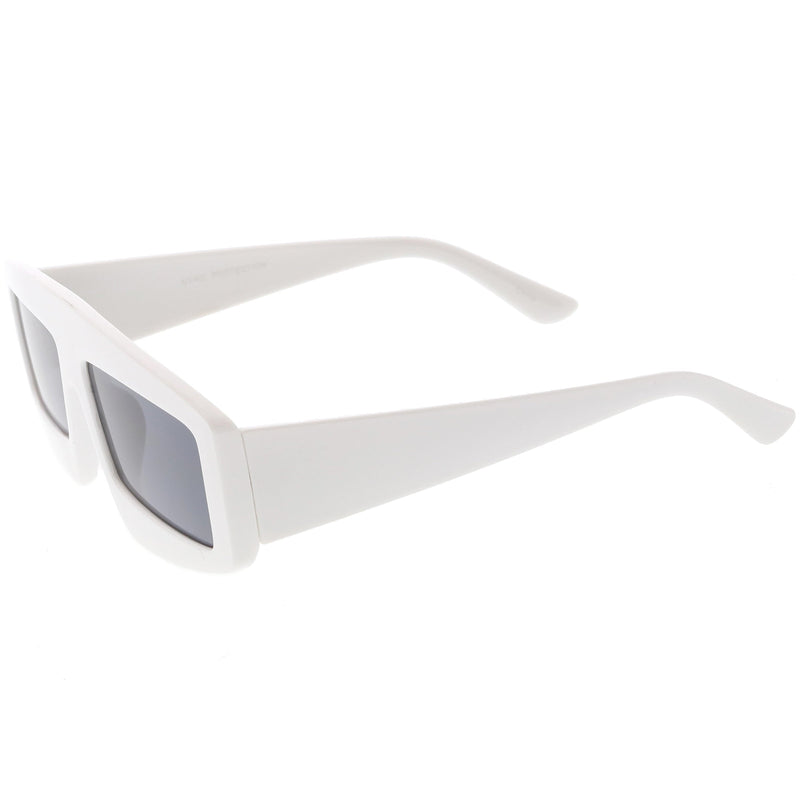 zeroUV Futuristic Retro Rectangle Block Flat Lens Sunglasses C752 Sunglasses White Smoke Black Smoke,White Smoke,Clear Smoke,Red Smoke