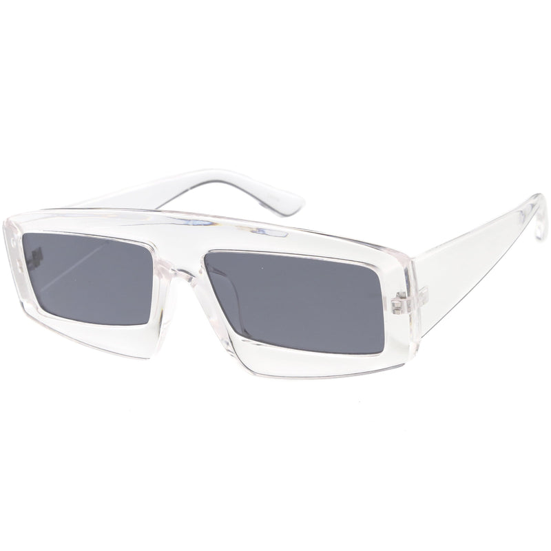 zeroUV Futuristic Retro Rectangle Block Flat Lens Sunglasses C752 Sunglasses White Smoke Black Smoke,White Smoke,Clear Smoke,Red Smoke