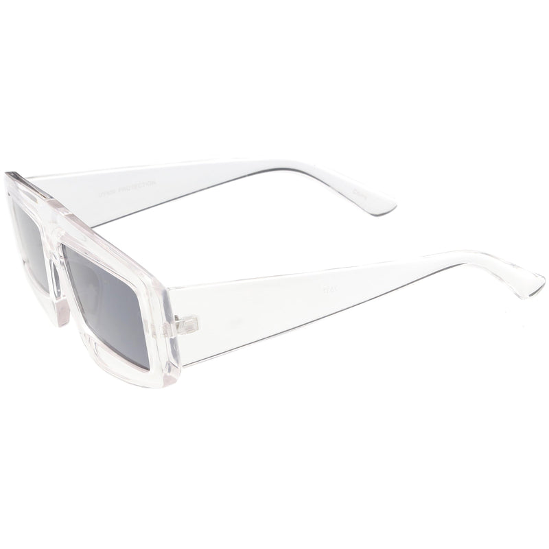 zeroUV Futuristic Retro Rectangle Block Flat Lens Sunglasses C752 Sunglasses White Smoke Black Smoke,White Smoke,Clear Smoke,Red Smoke