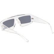zeroUV Futuristic Retro Rectangle Block Flat Lens Sunglasses C752 Sunglasses White Smoke Black Smoke,White Smoke,Clear Smoke,Red Smoke