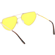 zeroUV Retro Oversize Color Tone Flat Top Aviator Sunglasses C755 Sunglasses White Smoke Gold Yellow,Gold Pink,Silver Blue,Gunmetal Orange,Black Red