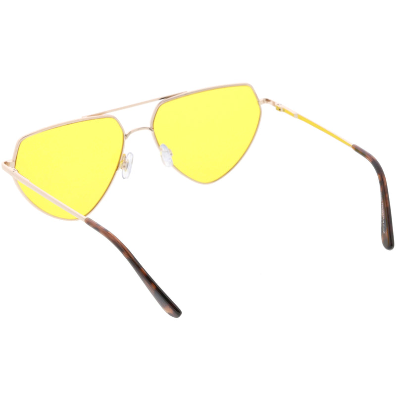zeroUV Retro Oversize Color Tone Flat Top Aviator Sunglasses C755 Sunglasses White Smoke Gold Yellow,Gold Pink,Silver Blue,Gunmetal Orange,Black Red