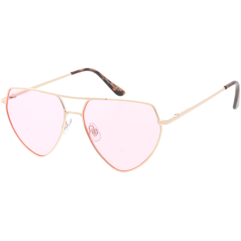 zeroUV Retro Oversize Color Tone Flat Top Aviator Sunglasses C755 Sunglasses White Smoke Gold Yellow,Gold Pink,Silver Blue,Gunmetal Orange,Black Red