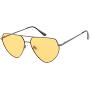 zeroUV Retro Oversize Color Tone Flat Top Aviator Sunglasses C755 Sunglasses White Smoke Gold Yellow,Gold Pink,Silver Blue,Gunmetal Orange,Black Red