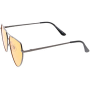 zeroUV Retro Oversize Color Tone Flat Top Aviator Sunglasses C755 Sunglasses White Smoke Gold Yellow,Gold Pink,Silver Blue,Gunmetal Orange,Black Red
