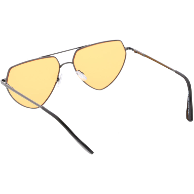 zeroUV Retro Oversize Color Tone Flat Top Aviator Sunglasses C755 Sunglasses White Smoke Gold Yellow,Gold Pink,Silver Blue,Gunmetal Orange,Black Red