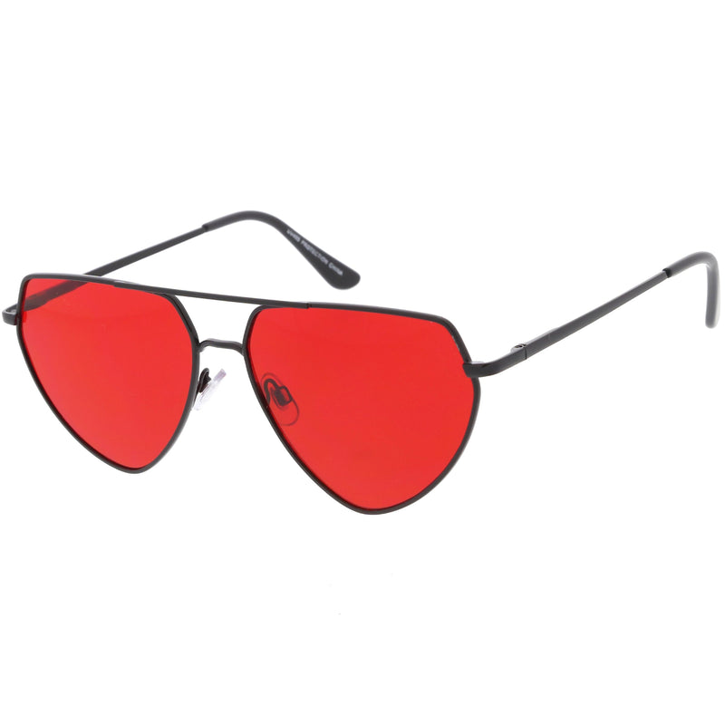 zeroUV Retro Oversize Color Tone Flat Top Aviator Sunglasses C755 Sunglasses White Smoke Gold Yellow,Gold Pink,Silver Blue,Gunmetal Orange,Black Red