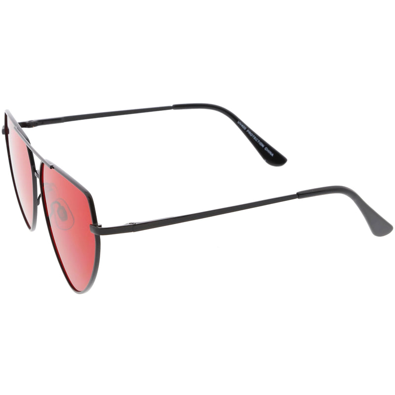 zeroUV Retro Oversize Color Tone Flat Top Aviator Sunglasses C755 Sunglasses White Smoke Gold Yellow,Gold Pink,Silver Blue,Gunmetal Orange,Black Red