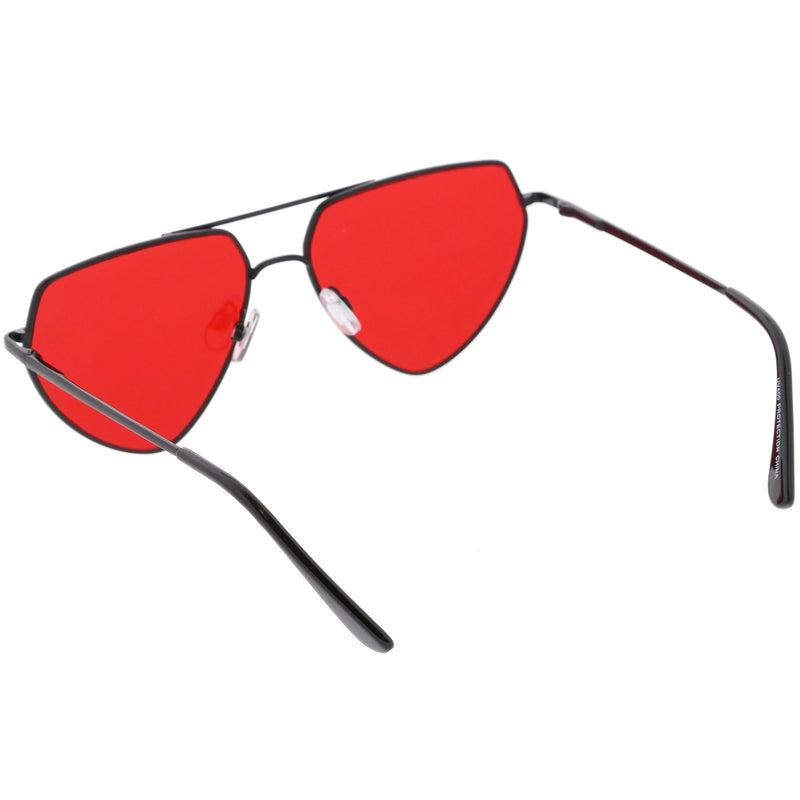 zeroUV Retro Oversize Color Tone Flat Top Aviator Sunglasses C755 Sunglasses White Smoke Gold Yellow,Gold Pink,Silver Blue,Gunmetal Orange,Black Red