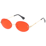 zeroUV Retro Small Round Oval Color Tone Rimless Sunglasses C757 Sunglasses White Smoke Gold Red,Gold Pink,Gold Smoke,Black Red