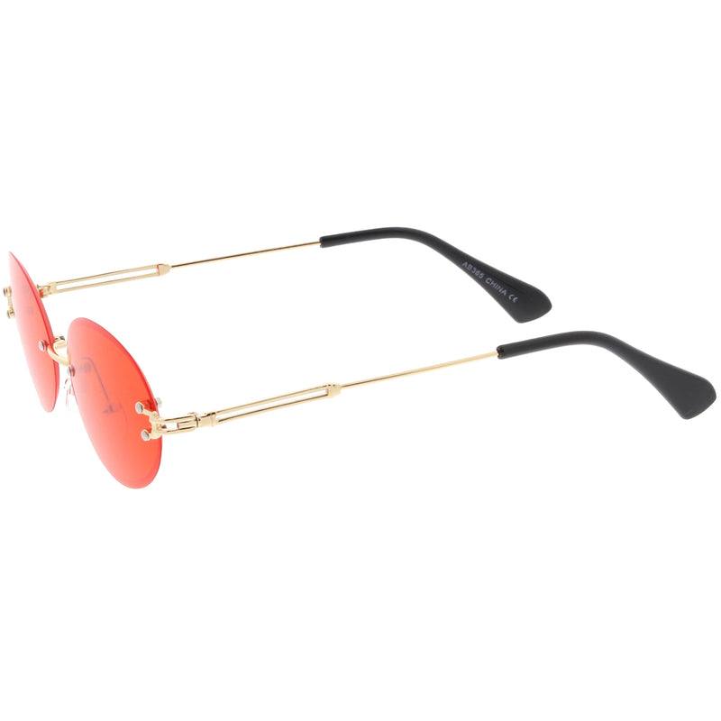 zeroUV Retro Small Round Oval Color Tone Rimless Sunglasses C757 Sunglasses White Smoke Gold Red,Gold Pink,Gold Smoke,Black Red