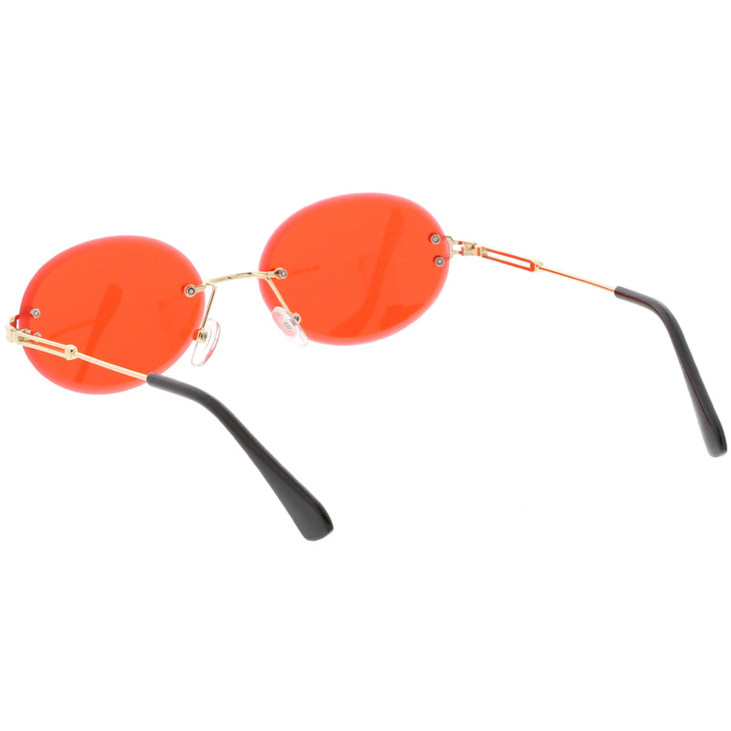 zeroUV Retro Small Round Oval Color Tone Rimless Sunglasses C757 Sunglasses White Smoke Gold Red,Gold Pink,Gold Smoke,Black Red
