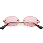 zeroUV Retro Small Round Oval Color Tone Rimless Sunglasses C757 Sunglasses White Smoke Gold Pink