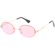 zeroUV Retro Small Round Oval Color Tone Rimless Sunglasses C757 Sunglasses White Smoke Gold Red,Gold Pink,Gold Smoke,Black Red
