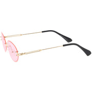 zeroUV Retro Small Round Oval Color Tone Rimless Sunglasses C757 Sunglasses White Smoke Gold Red,Gold Pink,Gold Smoke,Black Red