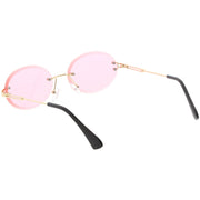 zeroUV Retro Small Round Oval Color Tone Rimless Sunglasses C757 Sunglasses White Smoke Gold Red,Gold Pink,Gold Smoke,Black Red