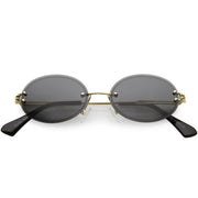 zeroUV Retro Small Round Oval Color Tone Rimless Sunglasses C757 Sunglasses White Smoke Gold Smoke