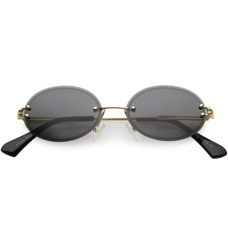zeroUV Retro Small Round Oval Color Tone Rimless Sunglasses C757 Sunglasses White Smoke Gold Smoke