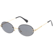 zeroUV Retro Small Round Oval Color Tone Rimless Sunglasses C757 Sunglasses White Smoke Gold Red,Gold Pink,Gold Smoke,Black Red