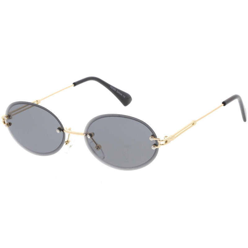 zeroUV Retro Small Round Oval Color Tone Rimless Sunglasses C757 Sunglasses White Smoke Gold Red,Gold Pink,Gold Smoke,Black Red