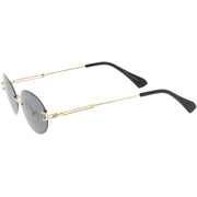 zeroUV Retro Small Round Oval Color Tone Rimless Sunglasses C757 Sunglasses White Smoke Gold Red,Gold Pink,Gold Smoke,Black Red