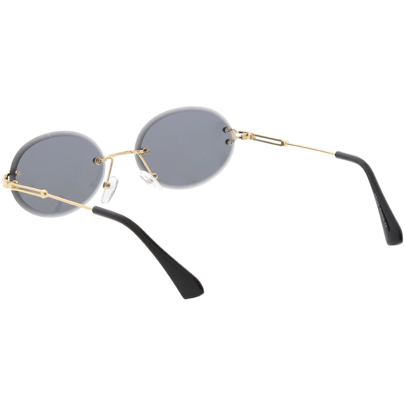 zeroUV Retro Small Round Oval Color Tone Rimless Sunglasses C757 Sunglasses White Smoke Gold Red,Gold Pink,Gold Smoke,Black Red