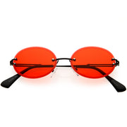 zeroUV Retro Small Round Oval Color Tone Rimless Sunglasses C757 Sunglasses White Smoke Black Red
