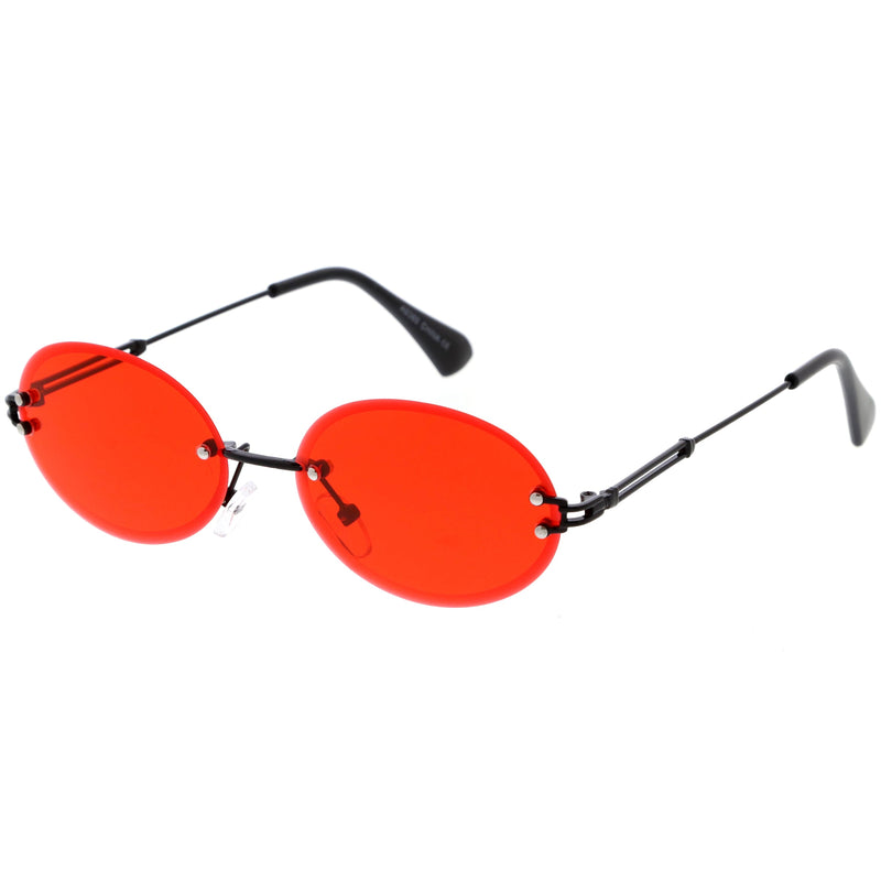 zeroUV Retro Small Round Oval Color Tone Rimless Sunglasses C757 Sunglasses White Smoke Gold Red,Gold Pink,Gold Smoke,Black Red