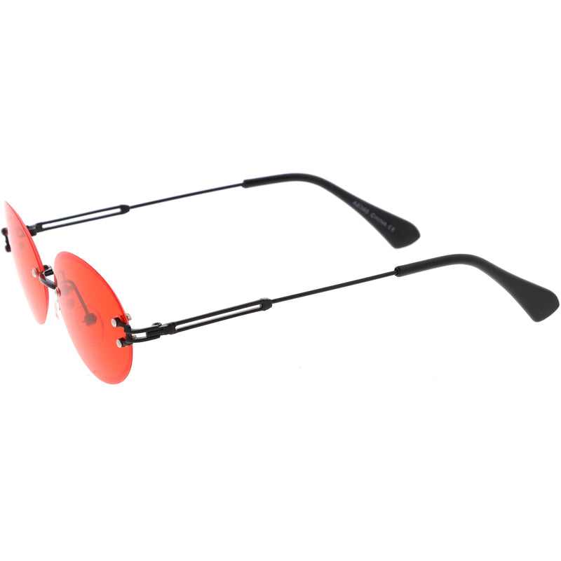 zeroUV Retro Small Round Oval Color Tone Rimless Sunglasses C757 Sunglasses White Smoke Gold Red,Gold Pink,Gold Smoke,Black Red