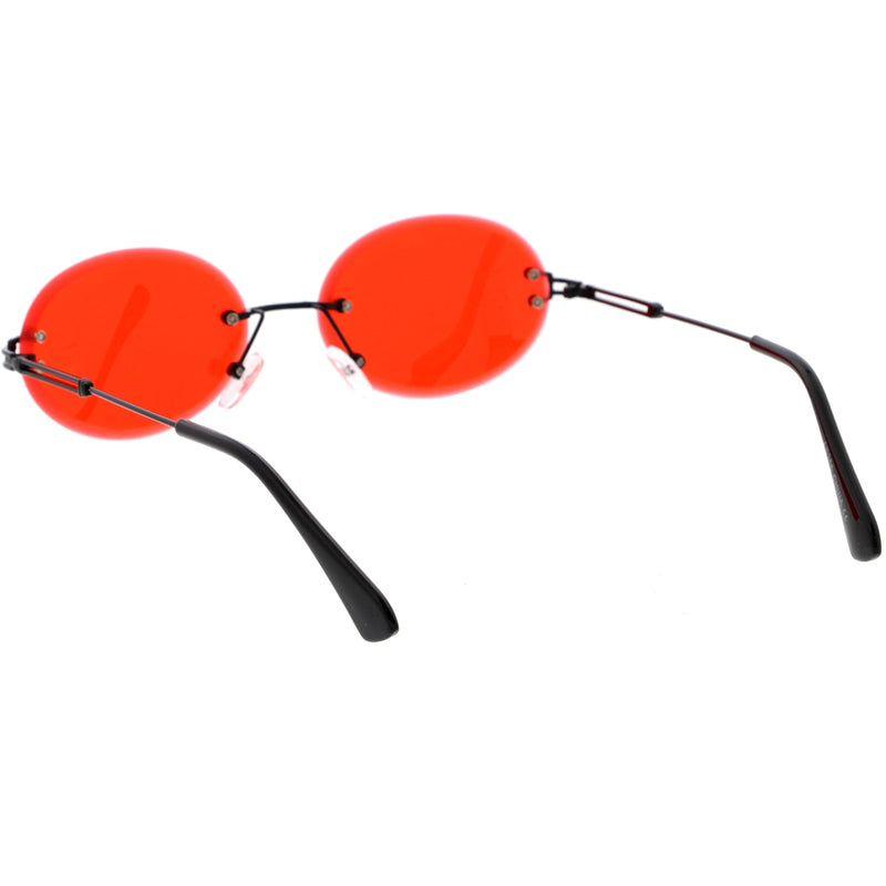 zeroUV Retro Small Round Oval Color Tone Rimless Sunglasses C757 Sunglasses White Smoke Gold Red,Gold Pink,Gold Smoke,Black Red