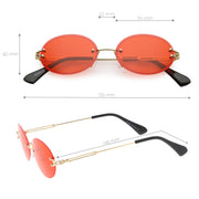 zeroUV Retro Small Round Oval Color Tone Rimless Sunglasses C757 Sunglasses White Smoke Gold Red,Gold Pink,Gold Smoke,Black Red