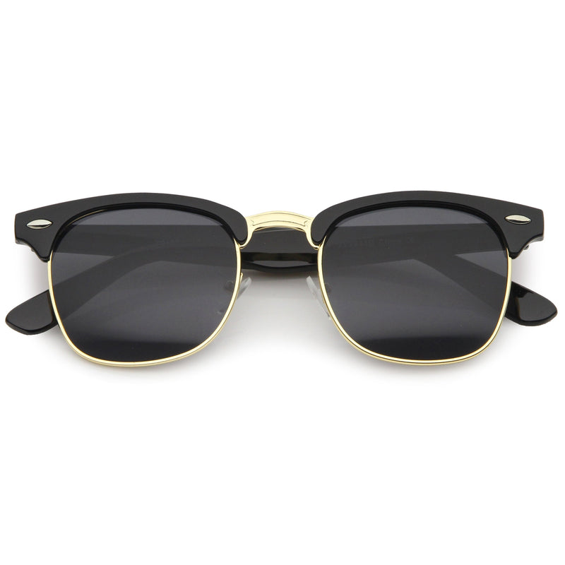 zeroUV Classic Square Neutral Colored Lenses Horn Rimmed Sunglasses C771 Sunglasses White Smoke Black Gold / Smoke
