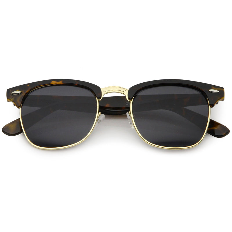 zeroUV Classic Square Neutral Colored Lenses Horn Rimmed Sunglasses C771 Sunglasses White Smoke Tortoise Gold / Smoke