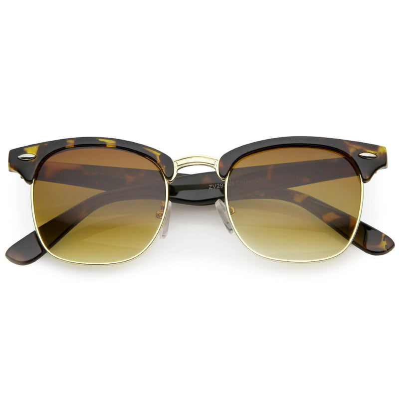 zeroUV Classic Square Neutral Colored Lenses Horn Rimmed Sunglasses C771 Sunglasses White Smoke Tortoise Gold / Amber