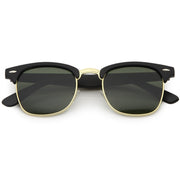 zeroUV Classic Square Neutral Colored Lenses Horn Rimmed Sunglasses C771 Sunglasses Dark Slate Gray Matte Black Gold / Green