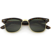 zeroUV Classic Square Neutral Colored Lenses Horn Rimmed Sunglasses C771 Sunglasses White Smoke Tortoise Gold / Green