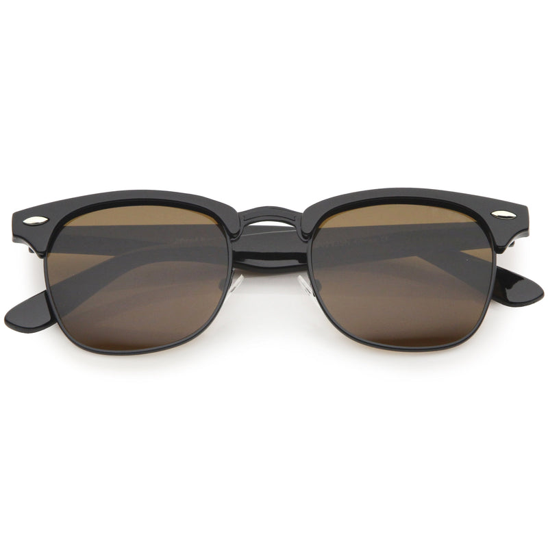 zeroUV Classic Square Neutral Colored Lenses Horn Rimmed Sunglasses C771 Sunglasses White Smoke Black Black / Brown