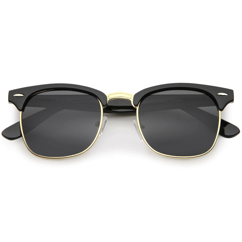zeroUV Polarized Horn Rimmed Semi Rimless Sunglasses Square Lens C773 Sunglasses Dark Slate Gray Black Gold / Smoke Polarized