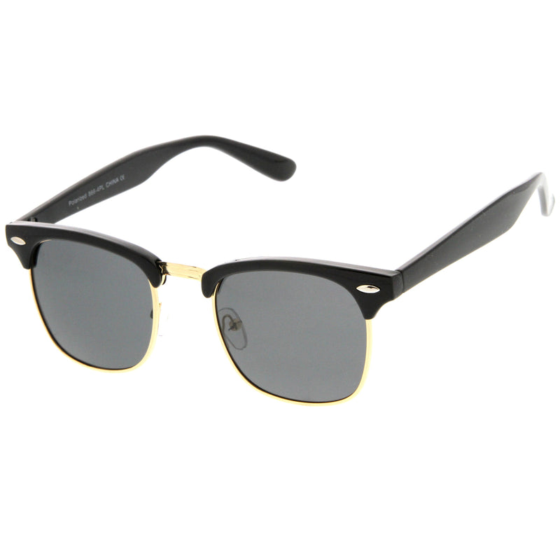 zeroUV Polarized Horn Rimmed Semi Rimless Sunglasses Square Lens C773 Sunglasses White Smoke Black Gold / Smoke Polarized,Black Silver / Smoke Polarized,Tortoise Gold / Brown Polarized,Matte Black Silver / Yellow Polarized,Shiny Black Silver / Yellow Polarized
