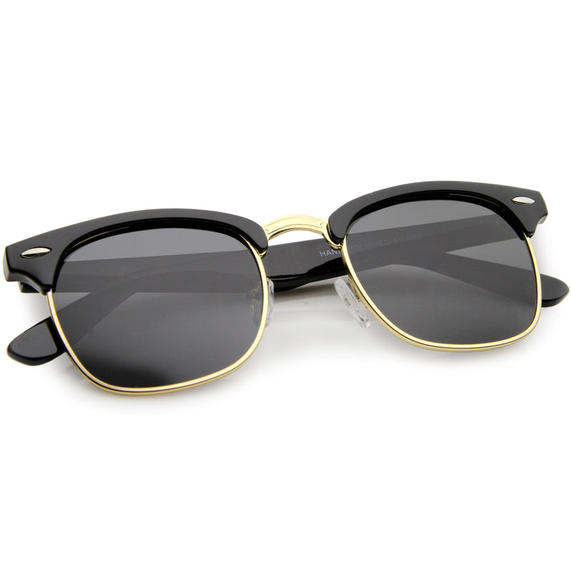 zeroUV Polarized Horn Rimmed Semi Rimless Sunglasses Square Lens C773 Sunglasses White Smoke Black Gold / Smoke Polarized,Black Silver / Smoke Polarized,Tortoise Gold / Brown Polarized,Matte Black Silver / Yellow Polarized,Shiny Black Silver / Yellow Polarized
