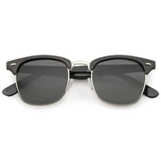 zeroUV Polarized Horn Rimmed Semi Rimless Sunglasses Square Lens C773 Sunglasses White Smoke Black Silver / Smoke Polarized