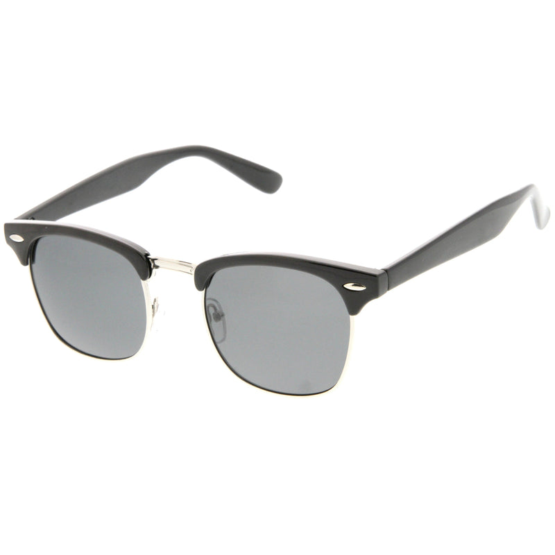 zeroUV Polarized Horn Rimmed Semi Rimless Sunglasses Square Lens C773 Sunglasses White Smoke Black Gold / Smoke Polarized,Black Silver / Smoke Polarized,Tortoise Gold / Brown Polarized,Matte Black Silver / Yellow Polarized,Shiny Black Silver / Yellow Polarized