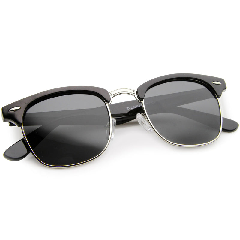 zeroUV Polarized Horn Rimmed Semi Rimless Sunglasses Square Lens C773 Sunglasses White Smoke Black Gold / Smoke Polarized,Black Silver / Smoke Polarized,Tortoise Gold / Brown Polarized,Matte Black Silver / Yellow Polarized,Shiny Black Silver / Yellow Polarized